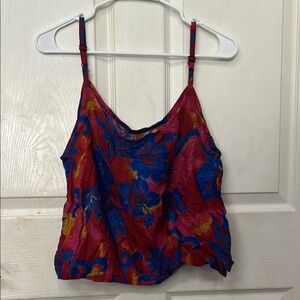 NWT Caribbean Surf Women’s Red and Blue Floral Camisole w Adjustable Straps XL